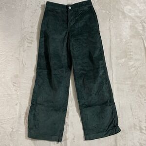 Madewell Pants Womens Size 23P Emmett Wide-Leg Emerald Green Corduroy Petites